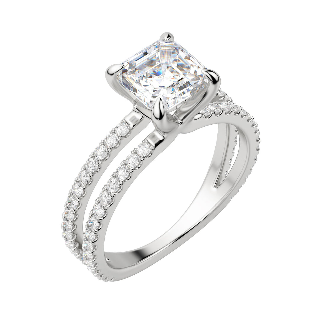 DUET ACCENTED ASSCHER CUT MOISSANITE ENGAGEMENT RING