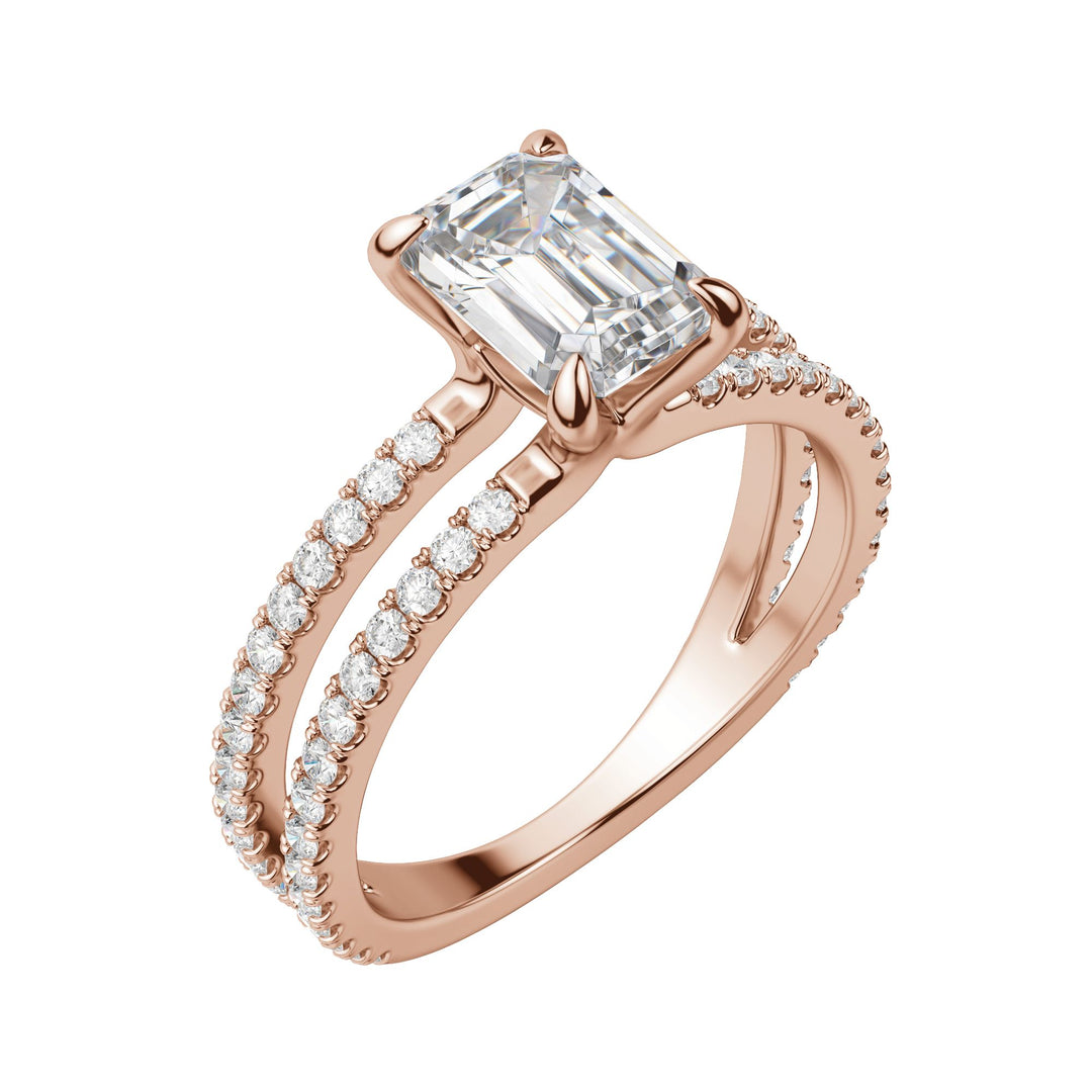 DUET ACCENTED EMERALD CUT MOISSANITE ENGAGEMENT RING