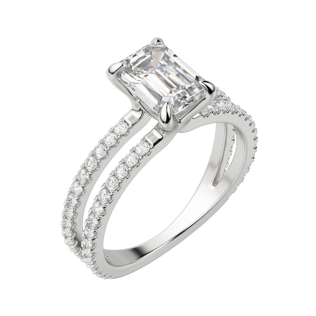 DUET ACCENTED EMERALD CUT MOISSANITE ENGAGEMENT RING