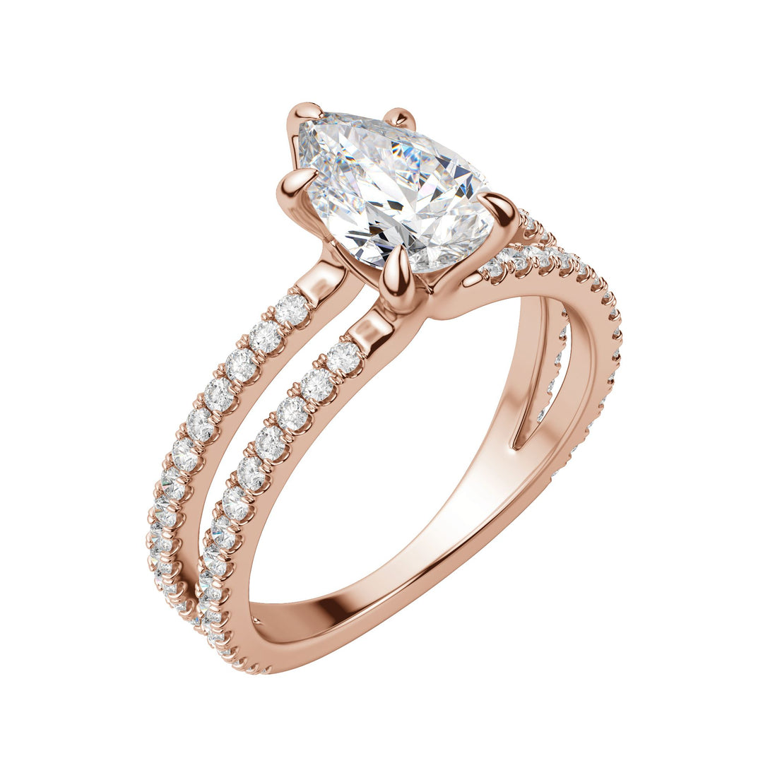 DUET ACCENTED PEAR CUT MOISSANITE ENGAGEMENT RING