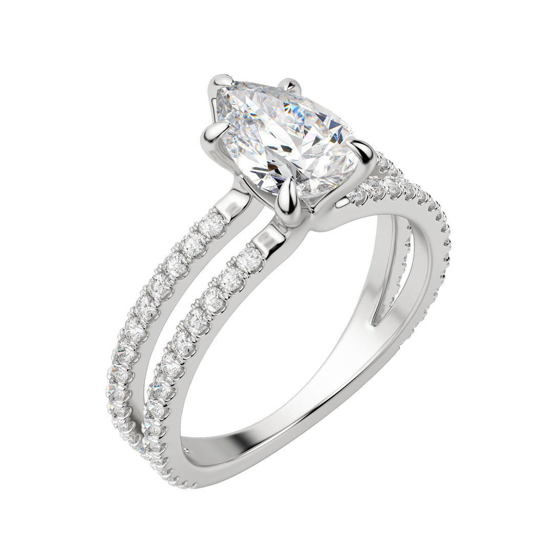 DUET ACCENTED PEAR CUT MOISSANITE ENGAGEMENT RING