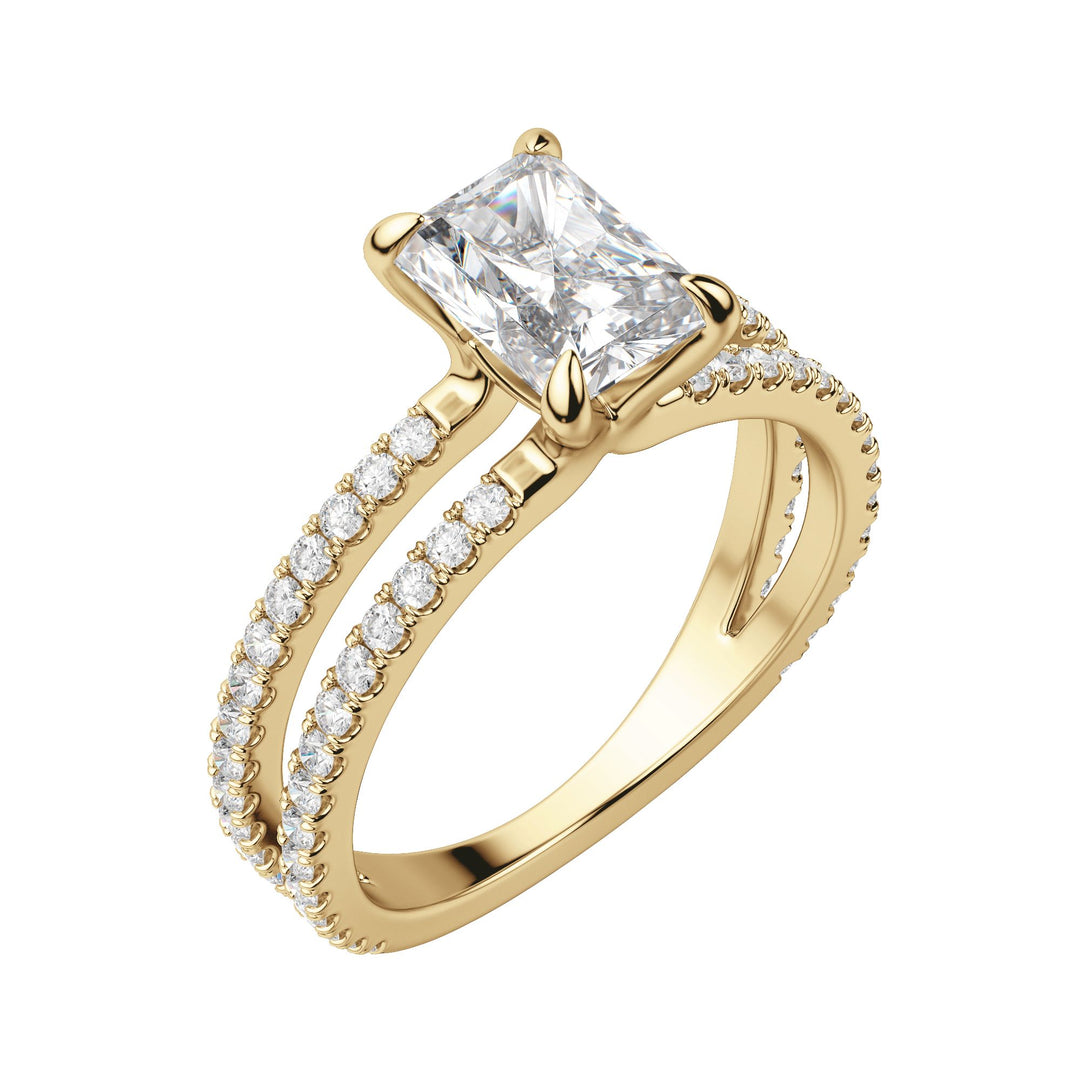 DUET ACCENTED RADIANT CUT MOISSANITE ENGAGEMENT RING