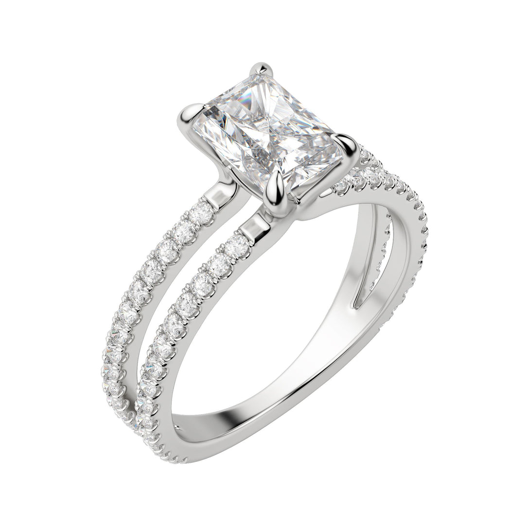 DUET ACCENTED RADIANT CUT MOISSANITE ENGAGEMENT RING