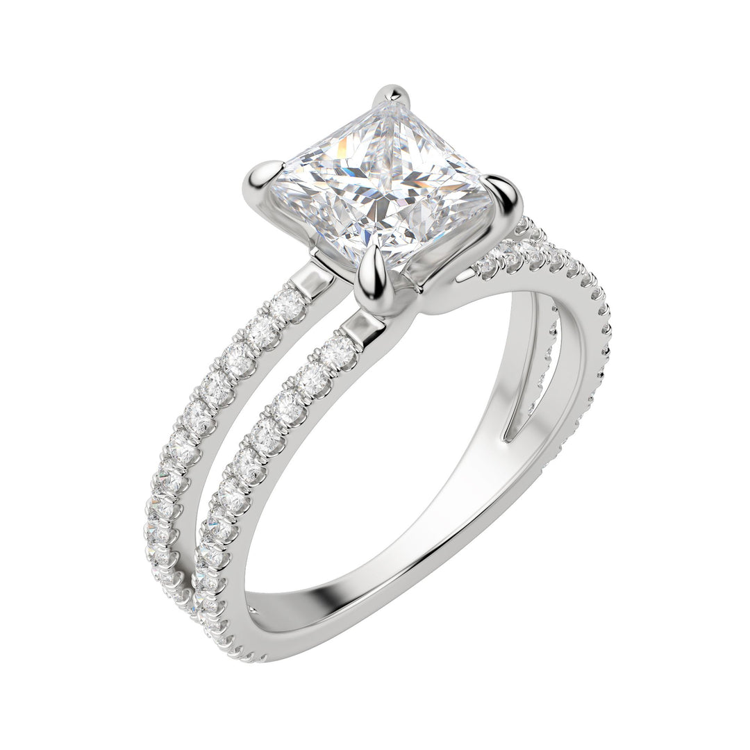 DUET ACCENTED PRINCESS CUT MOISSANITE ENGAGEMENT RING