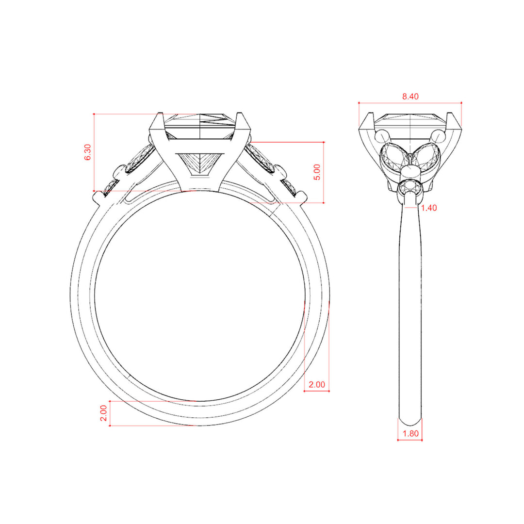 SERA PRINCESS CUT MOISSANITE ENGAGEMENT RING