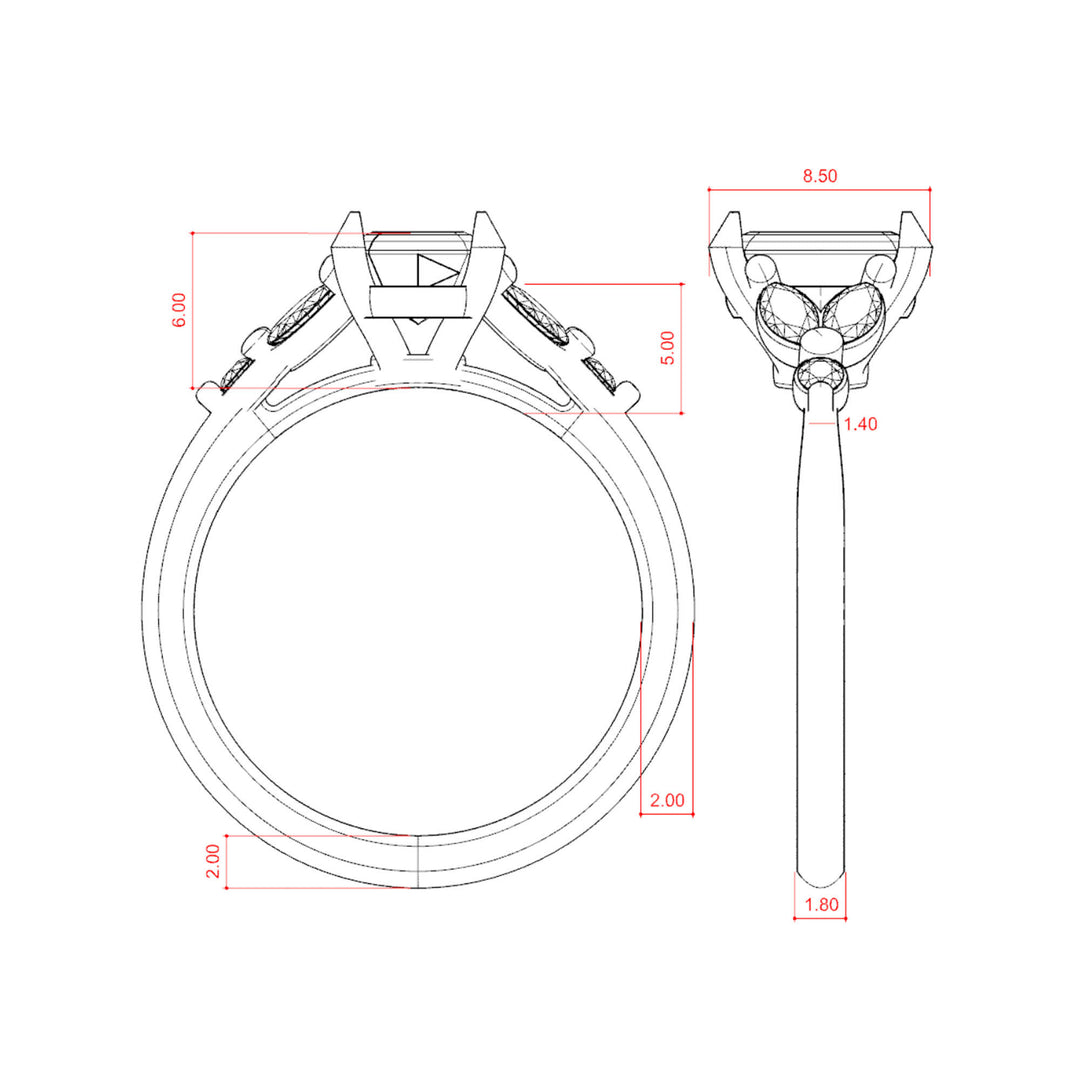 SERA EMERALD CUT MOISSANITE ENGAGEMENT RING