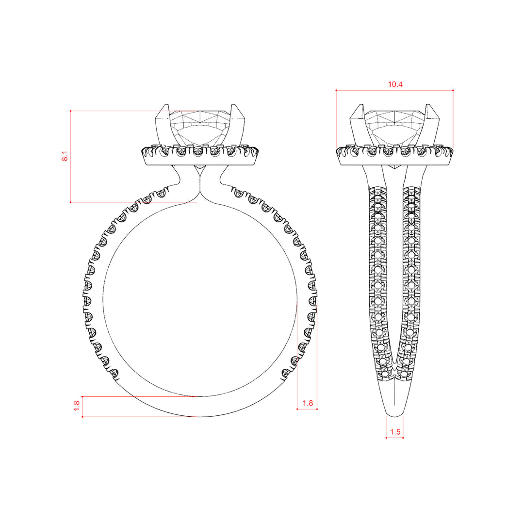 DUET HALO CUSHION CUT MOISSANITE ENGAGEMENT RING