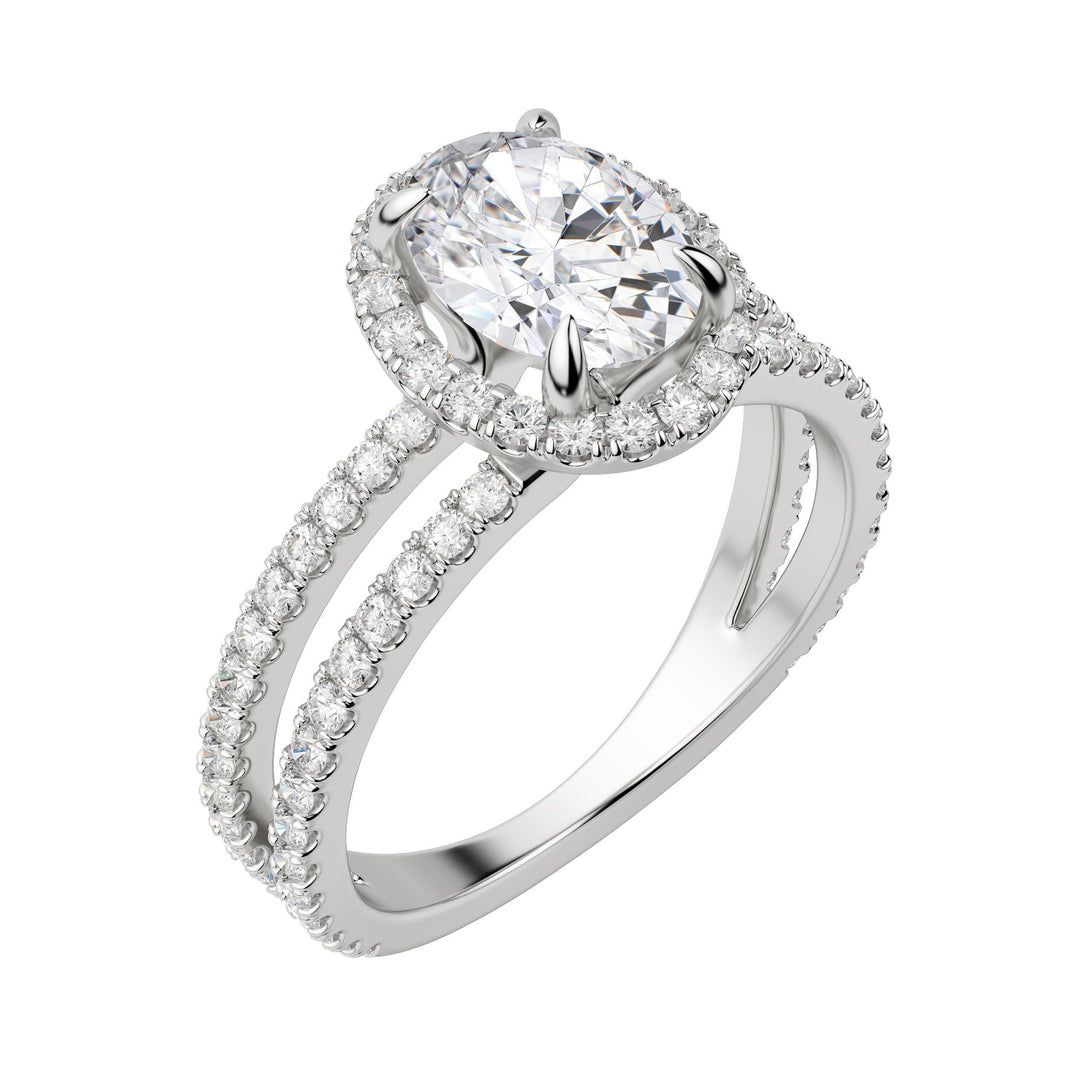 DUET HALO OVAL CUT MOISSANITE ENGAGEMENT RING