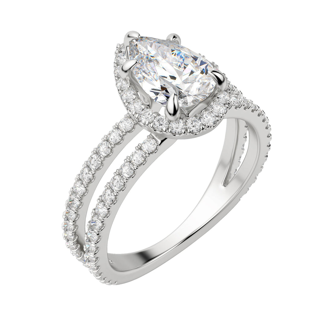 DUET HALO PEAR CUT MOISSANITE ENGAGEMENT RING