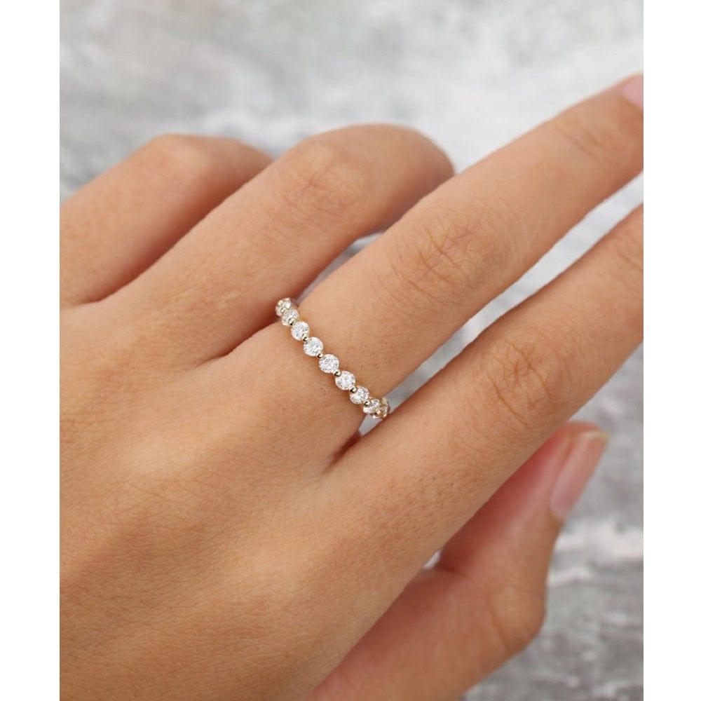 3MM ROUND CUT BEZEL SET MATCHING FULL ETERNITY MOISSANITE WEDDING BAND