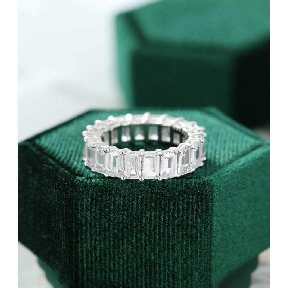 3TCT EMERALD CUT WEDDING BAND PROMISE ANNIVERSARY GIFT FOR WOMEN