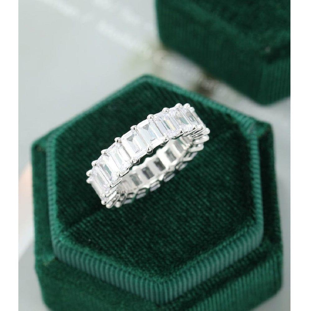 3TCT EMERALD CUT WEDDING BAND PROMISE ANNIVERSARY GIFT FOR WOMEN