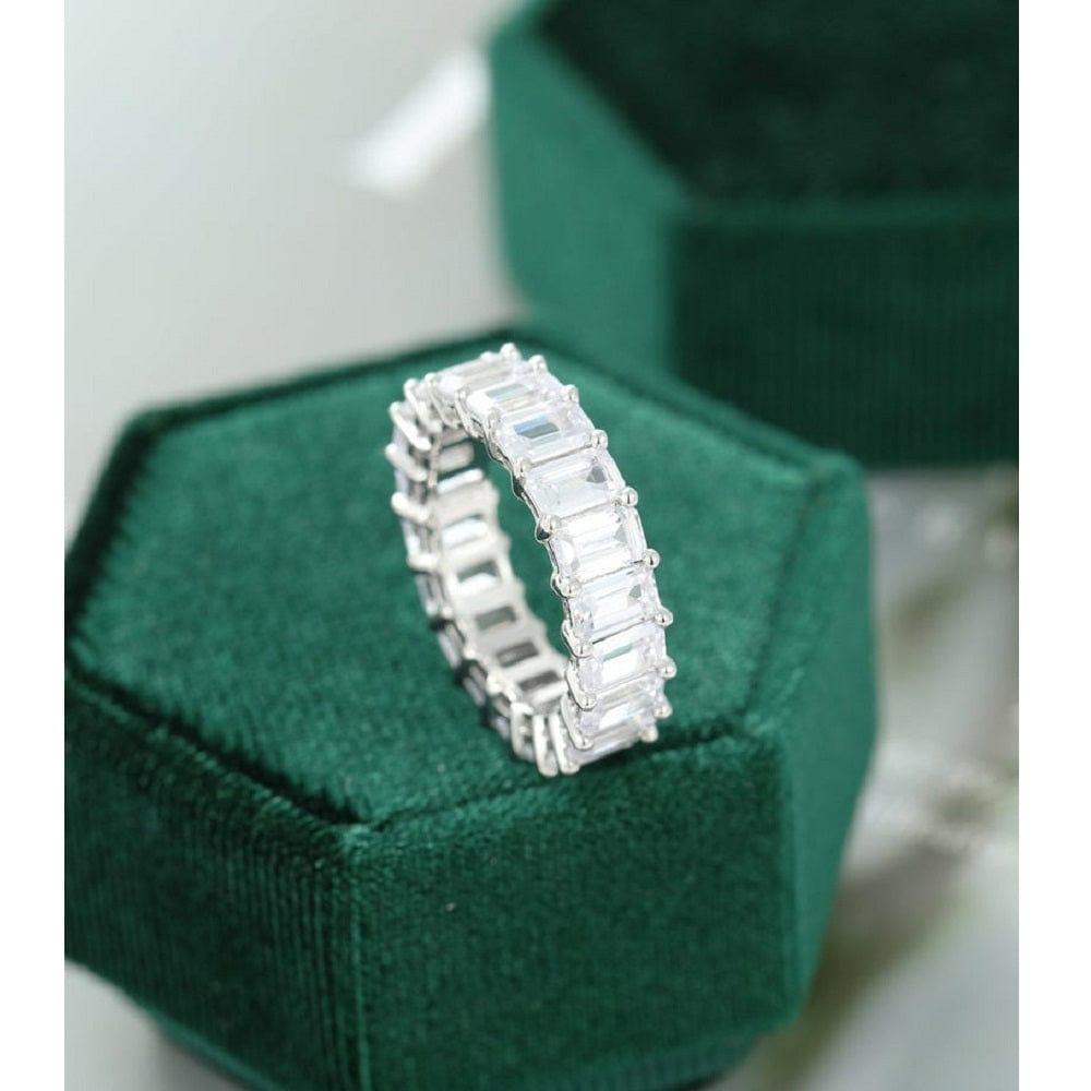 3TCT EMERALD CUT WEDDING BAND PROMISE ANNIVERSARY GIFT FOR WOMEN