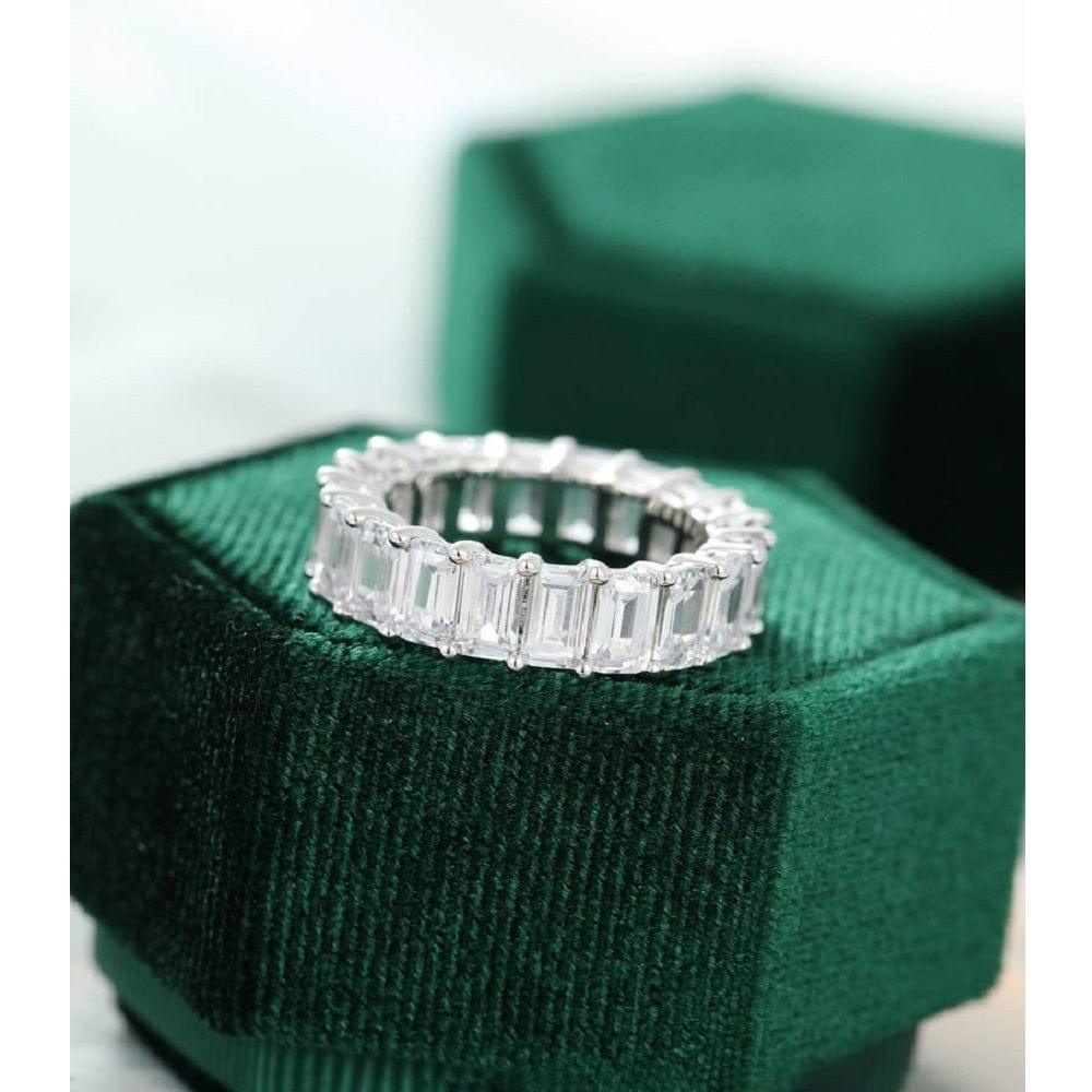 3TCT EMERALD CUT WEDDING BAND PROMISE ANNIVERSARY GIFT FOR WOMEN