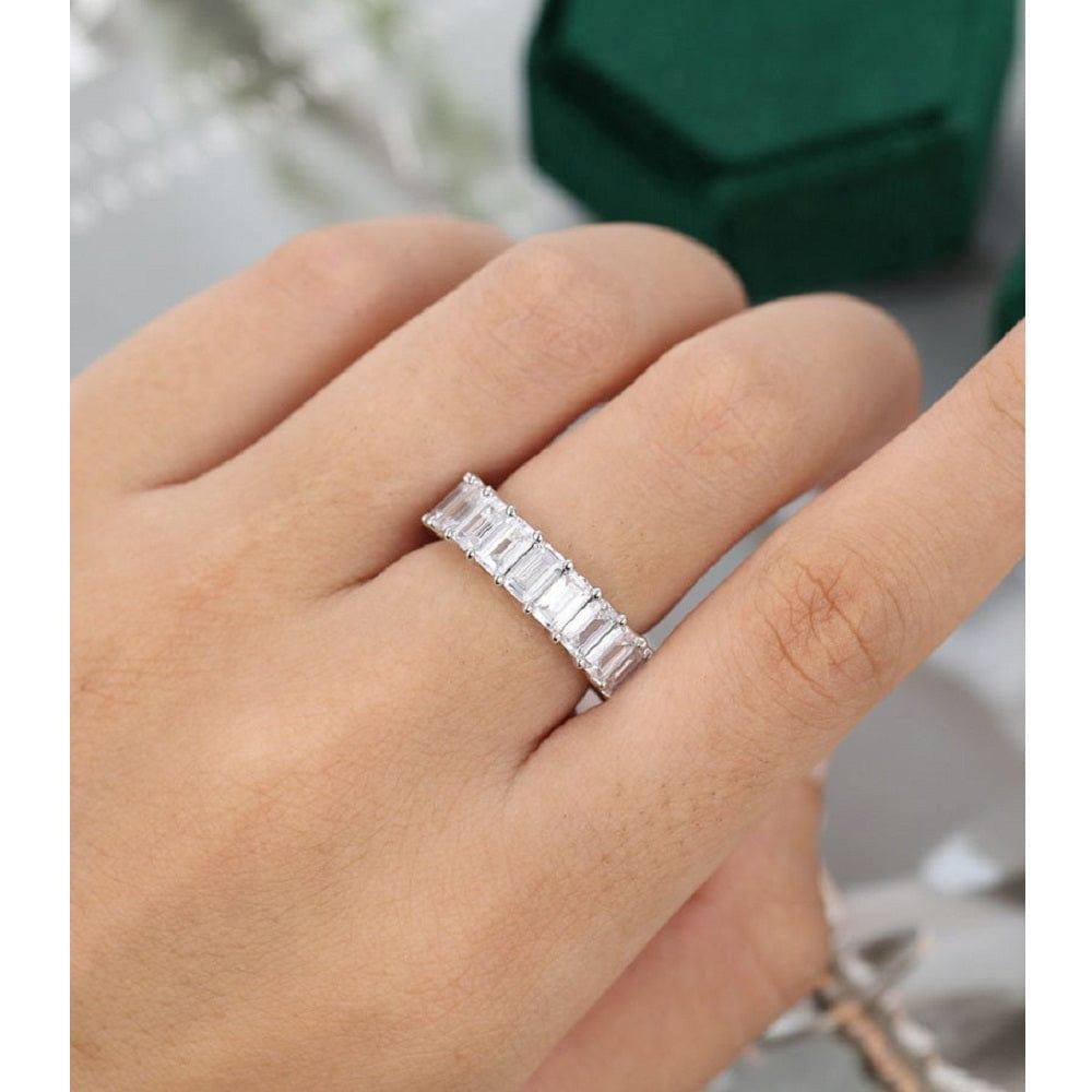 3TCT EMERALD CUT WEDDING BAND PROMISE ANNIVERSARY GIFT FOR WOMEN