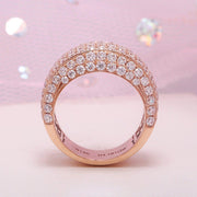 4CTW SOLID SILVER PAVE SPARKLING ICED OUT 8ROW ROUND CUT MOISSANITE DIAMOND BAND