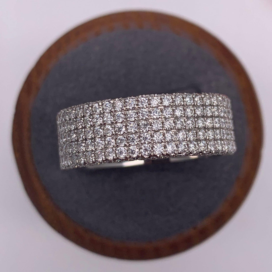 7MM STYLISH MEN’S PAVE SPARKLING ICED OUT 5ROW ROUND CUT MOISSANITE DIAMOND BAND