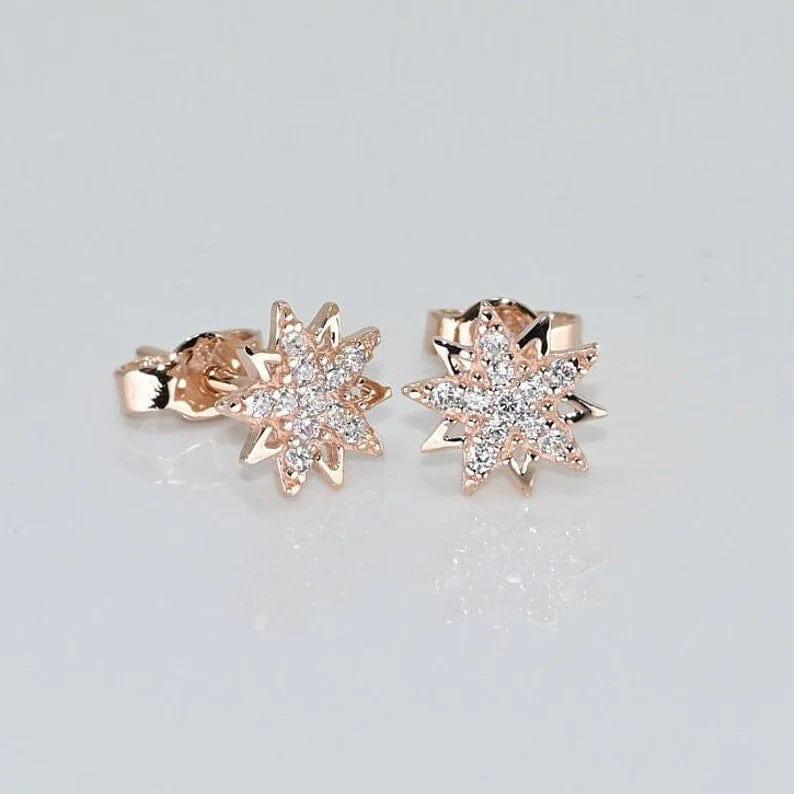 8MM ROUND CUT DAINTY STAR MOISSANITE EARRING FOR WOMEN