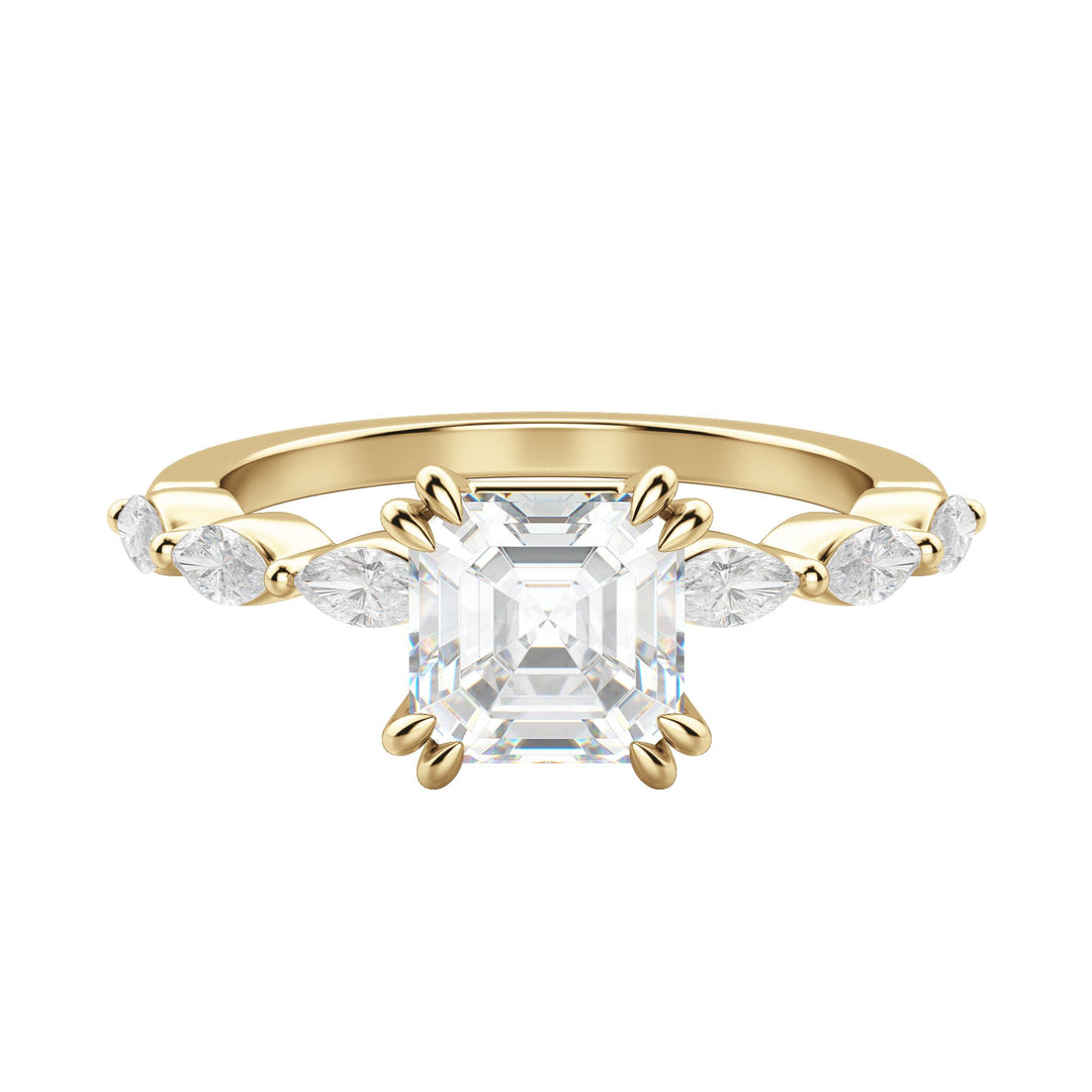 FREY ASSCHER CUT MOISSANITE ENGAGEMENT RING