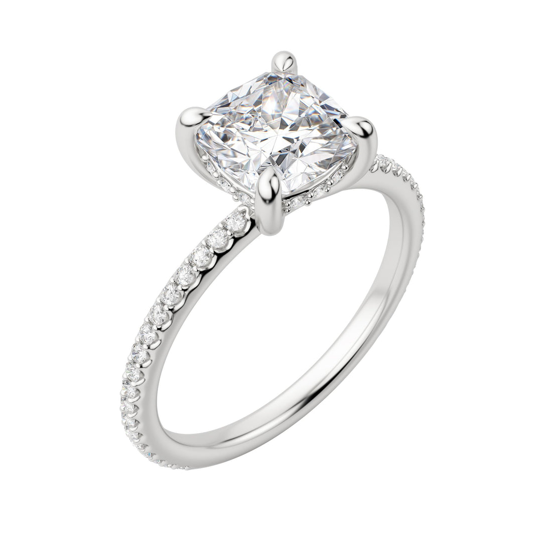 HERA ACCENTED CUSHION CUT MOISSANITE ENGAGEMENT RING