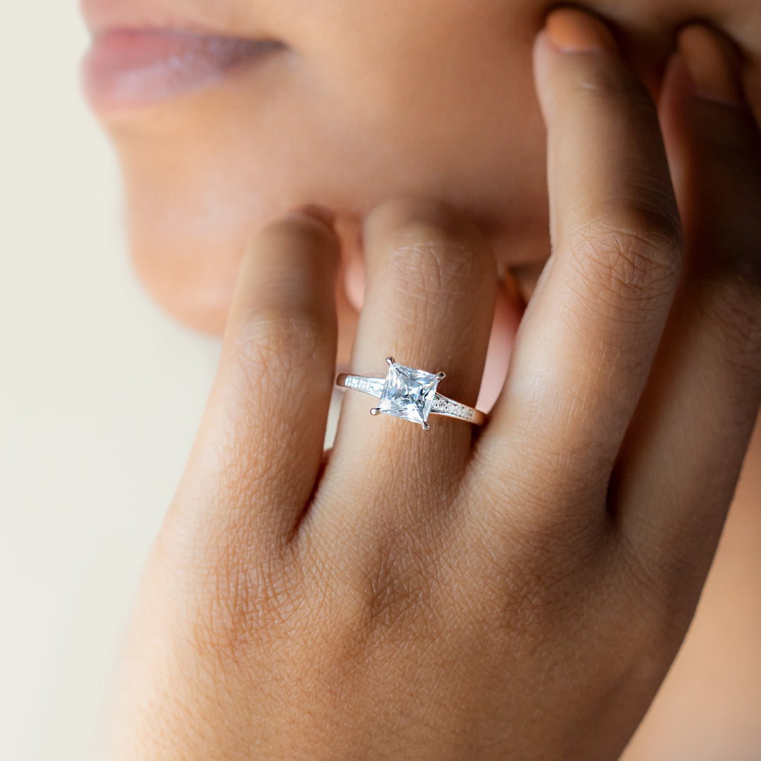 IRIS PRINCESS CUT MOISSANITE ENGAGEMENT RING