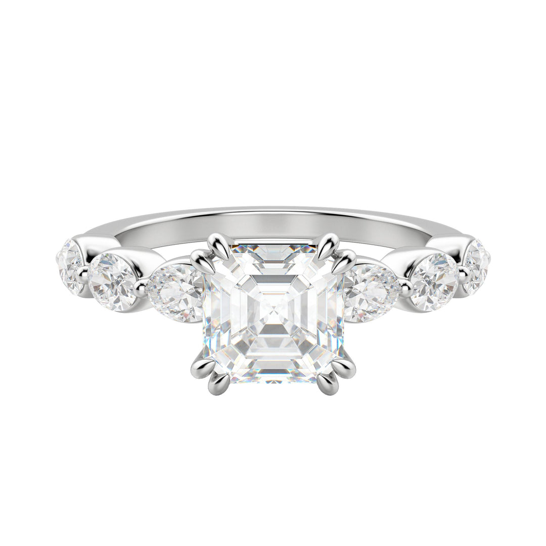 JUNO ASSCHER CUT MOISSANITE ENGAGEMENT RING