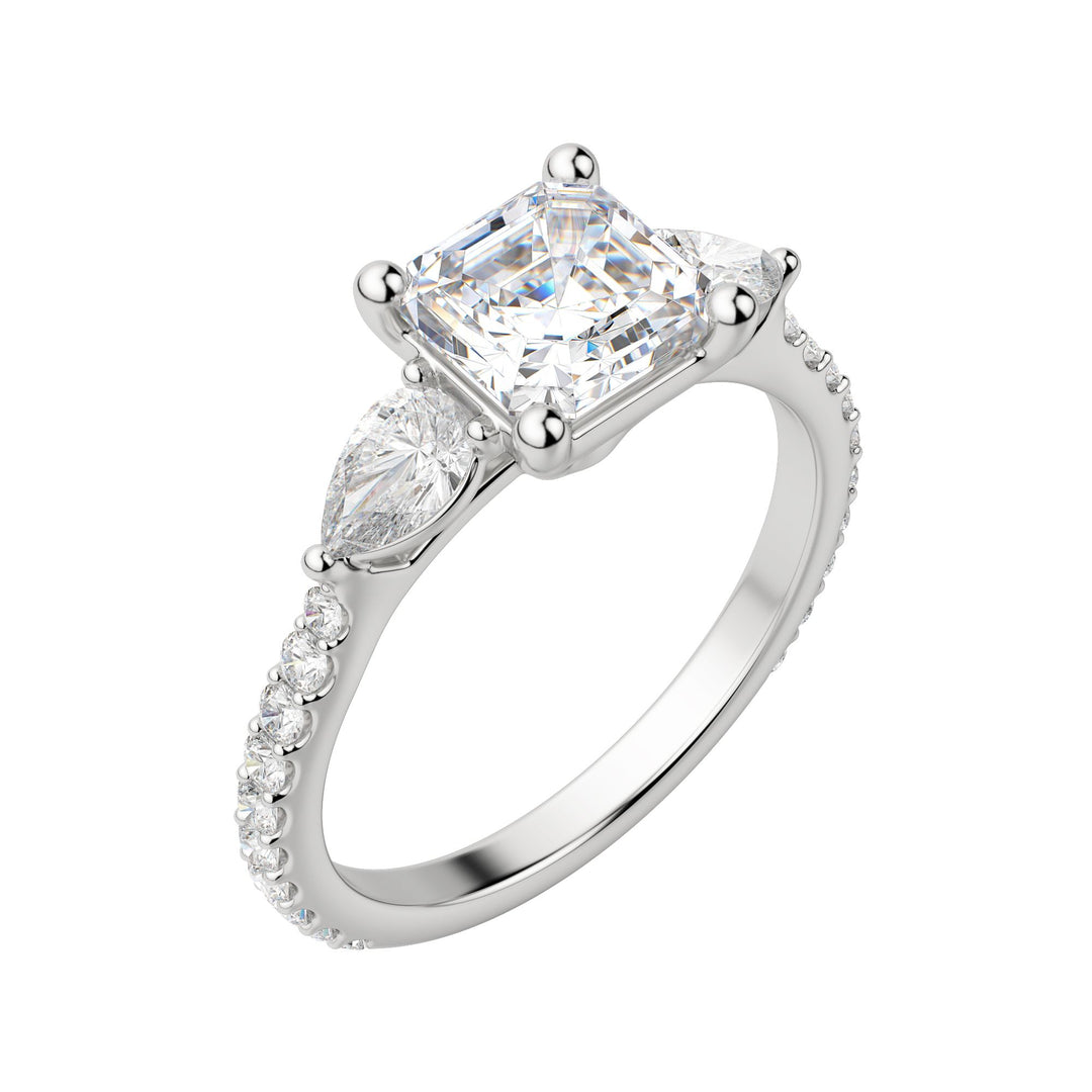 LILY ACCENTED ASSCHER CUT MOISSANITE ENGAGEMENT RING