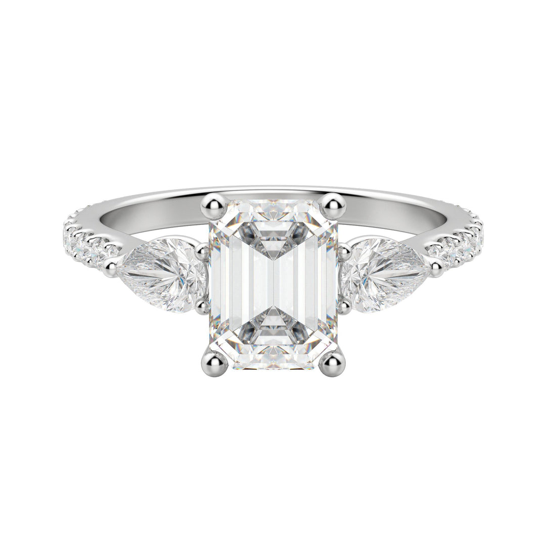 LILY ACCENTED EMERALD CUT MOISSANITE ENGAGEMENT RING