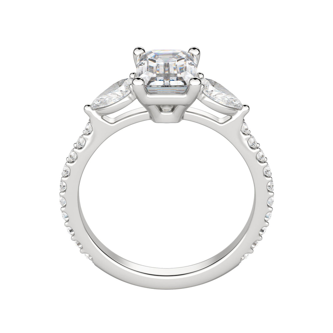 LILY ACCENTED EMERALD CUT MOISSANITE ENGAGEMENT RING