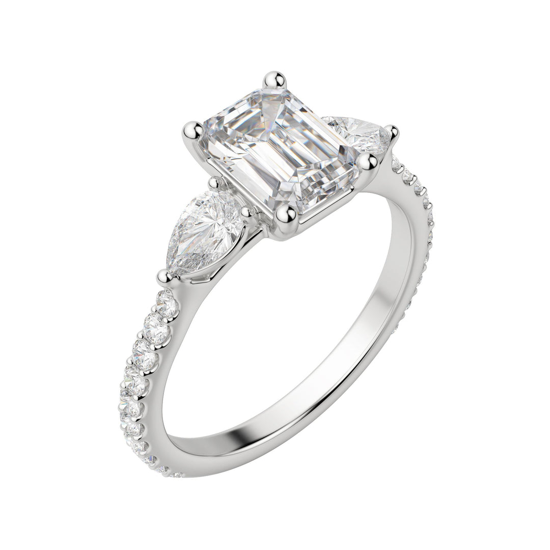 LILY ACCENTED EMERALD CUT MOISSANITE ENGAGEMENT RING