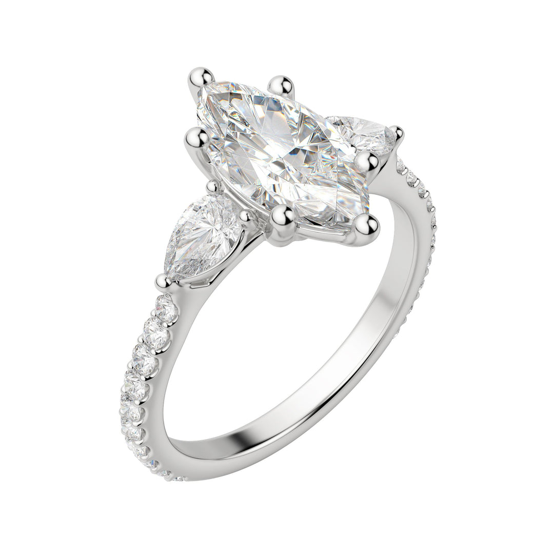 LILY ACCENTED MARQUISE CUT MOISSANITE ENGAGEMENT RING