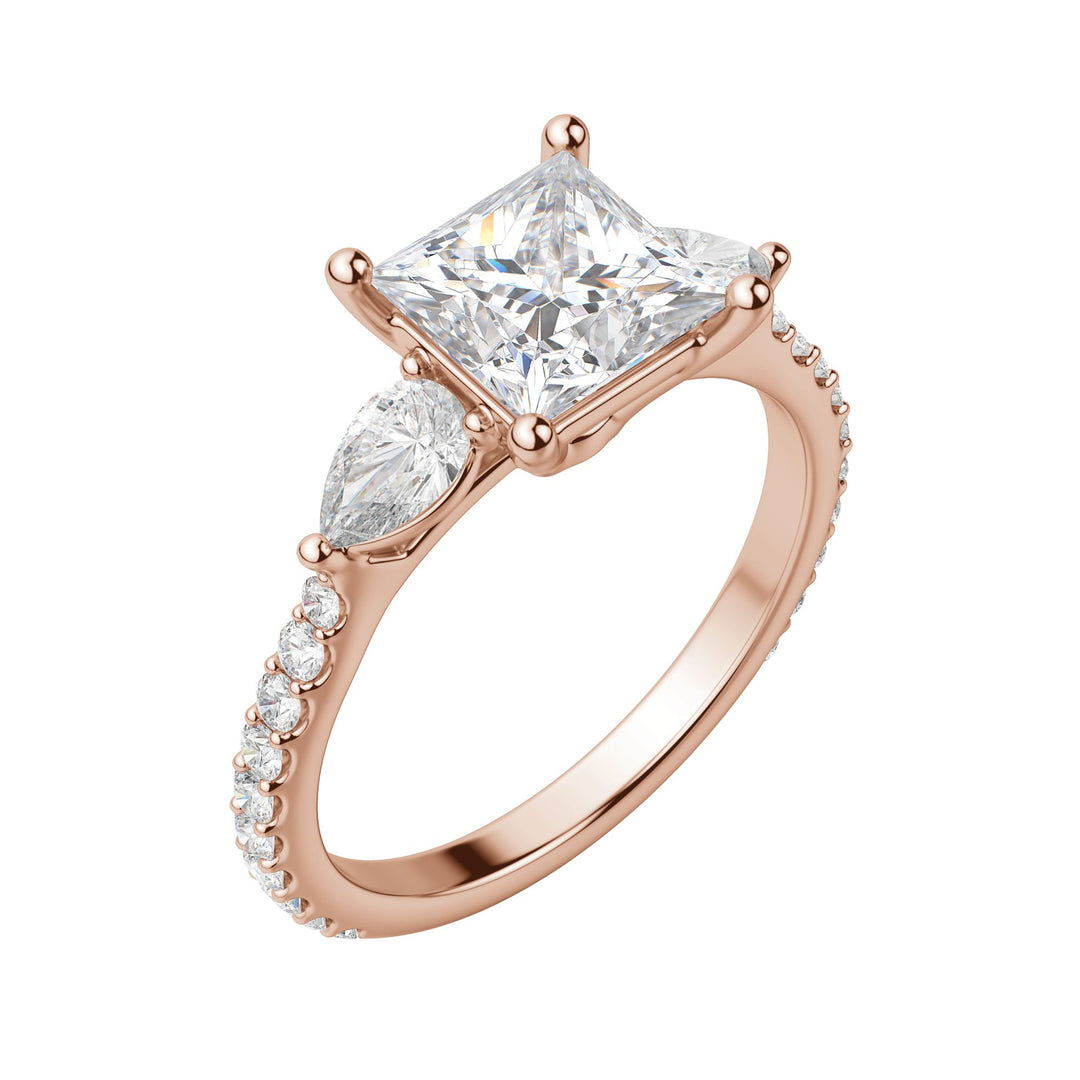 LILY ACCENTED PRINCESS CUT MOISSANITE ENGAGEMENT RING