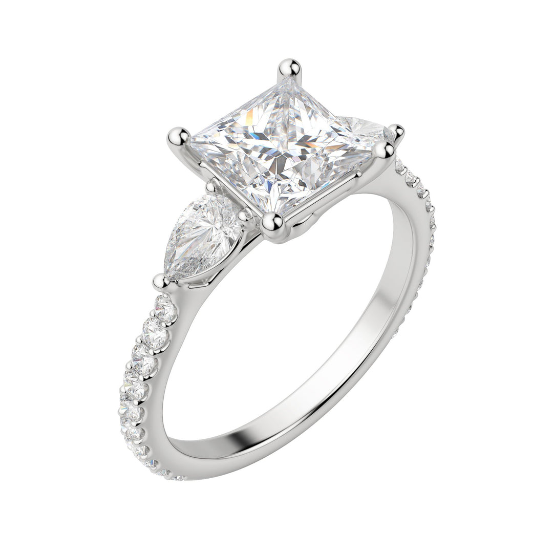 LILY ACCENTED PRINCESS CUT MOISSANITE ENGAGEMENT RING