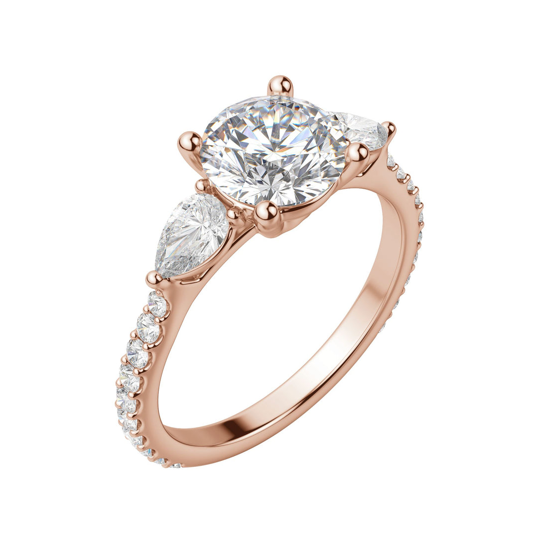 LILY ACCENTED ROUND CUT MOISSANITE ENGAGEMENT RING