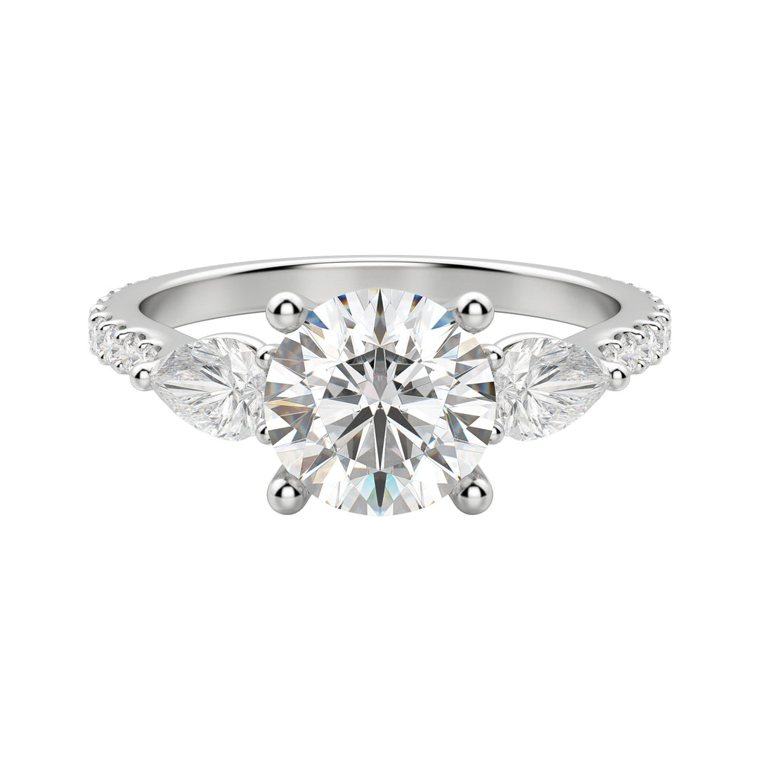 LILY ACCENTED ROUND CUT MOISSANITE ENGAGEMENT RING