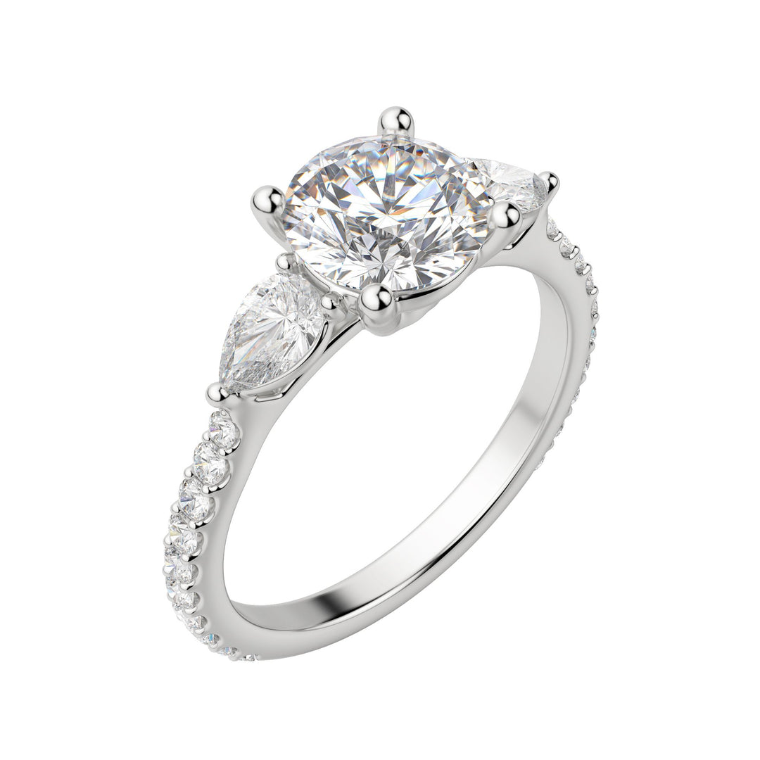 LILY ACCENTED ROUND CUT MOISSANITE ENGAGEMENT RING