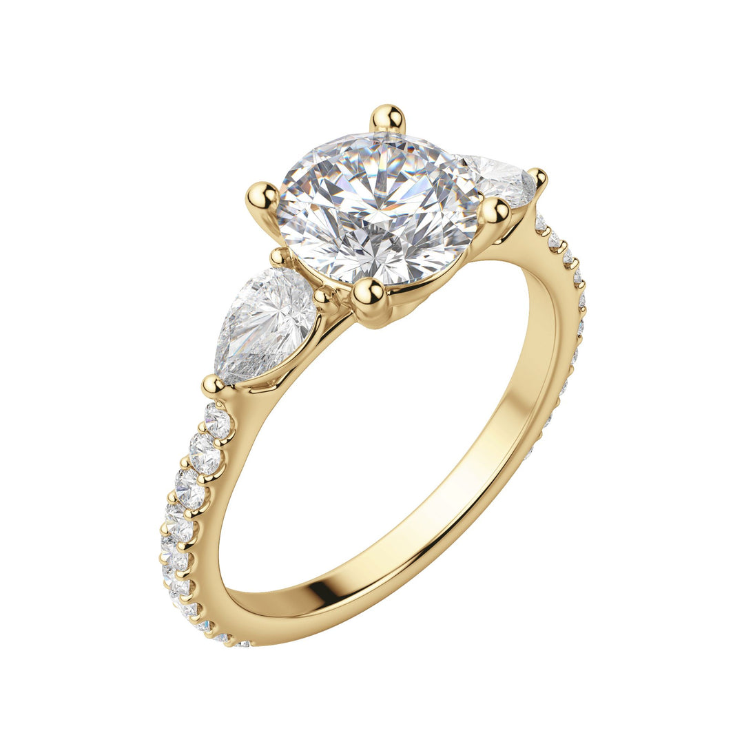 LILY ACCENTED ROUND CUT MOISSANITE ENGAGEMENT RING