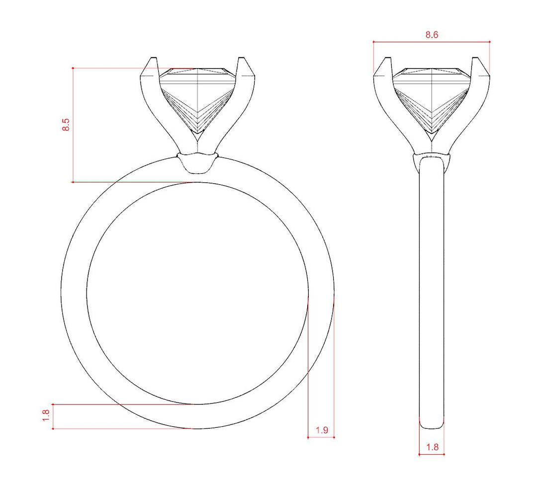 LYRE CLASSIC PRINCESS CUT MOISSANITE ENGAGEMENT RING