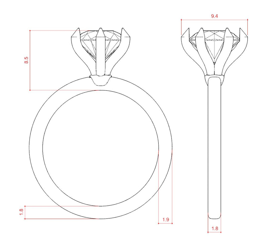 LYRE CLASSIC ROUND CUT MOISSANITE ENGAGEMENT RING