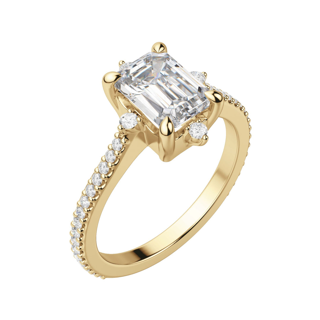 NOVA ACCENTED EMERALD CUT MOISSANITE ENGAGEMENT RING