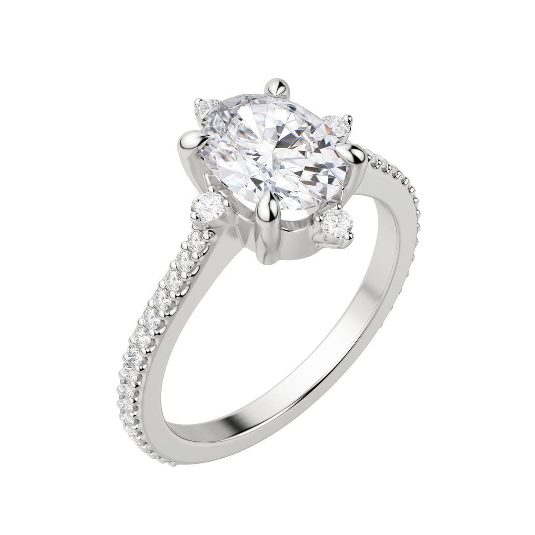 NOVA ACCENTED OVAL CUT MOISSANITE ENGAGEMENT RING