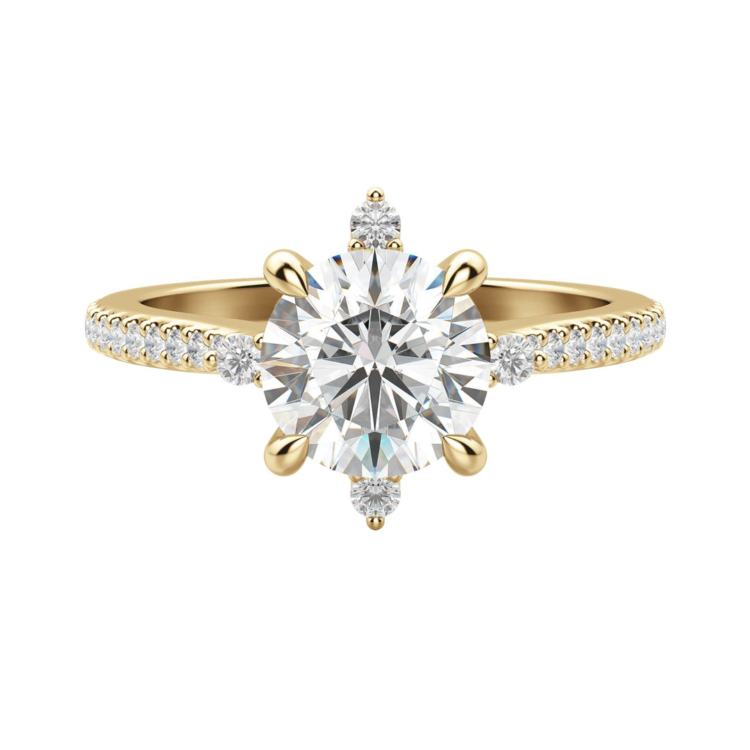 NOVA ACCENTED ROUND CUT MOISSANITE ENGAGEMENT RING