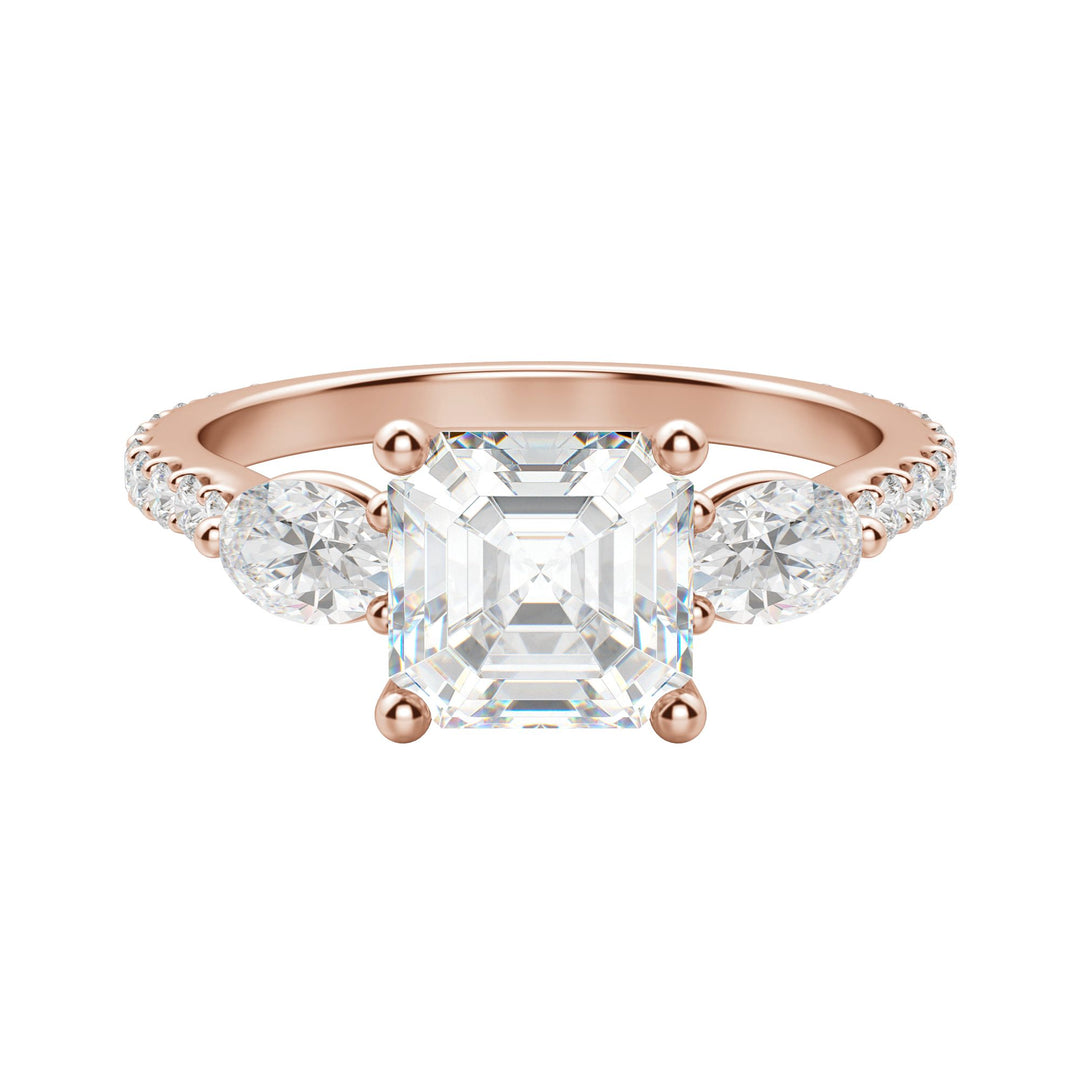 RHEA ACCENTED ASSCHER CUT MOISSANITE ENGAGEMENT RING