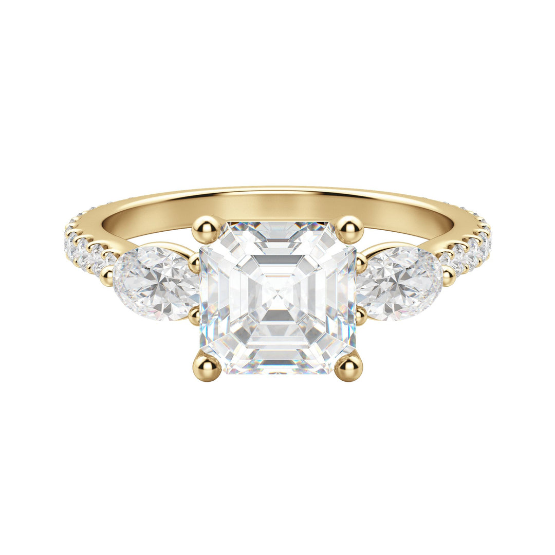 RHEA ACCENTED ASSCHER CUT MOISSANITE ENGAGEMENT RING