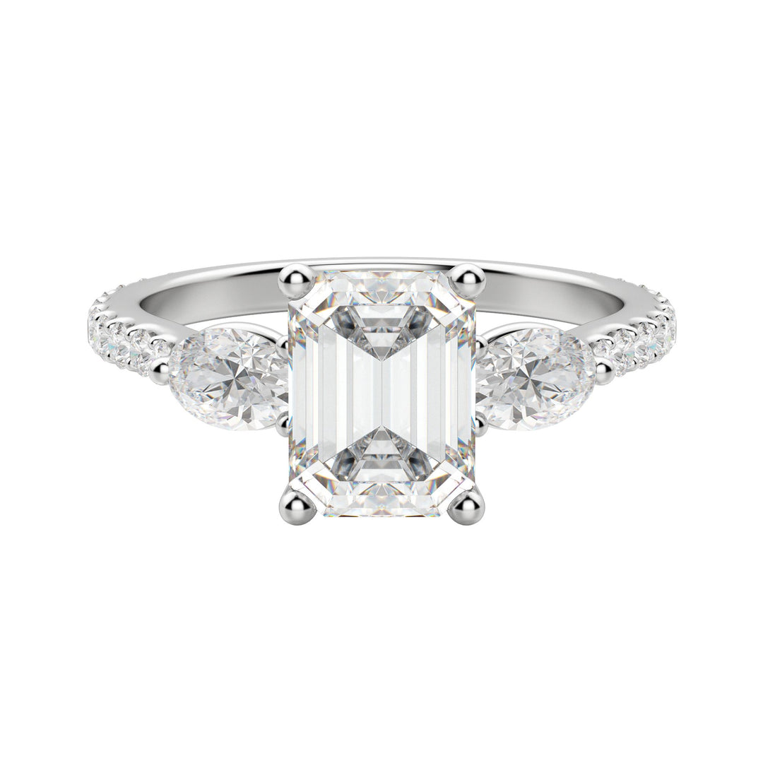 RHEA ACCENTED EMERALD CUT MOISSANITE ENGAGEMENT RING