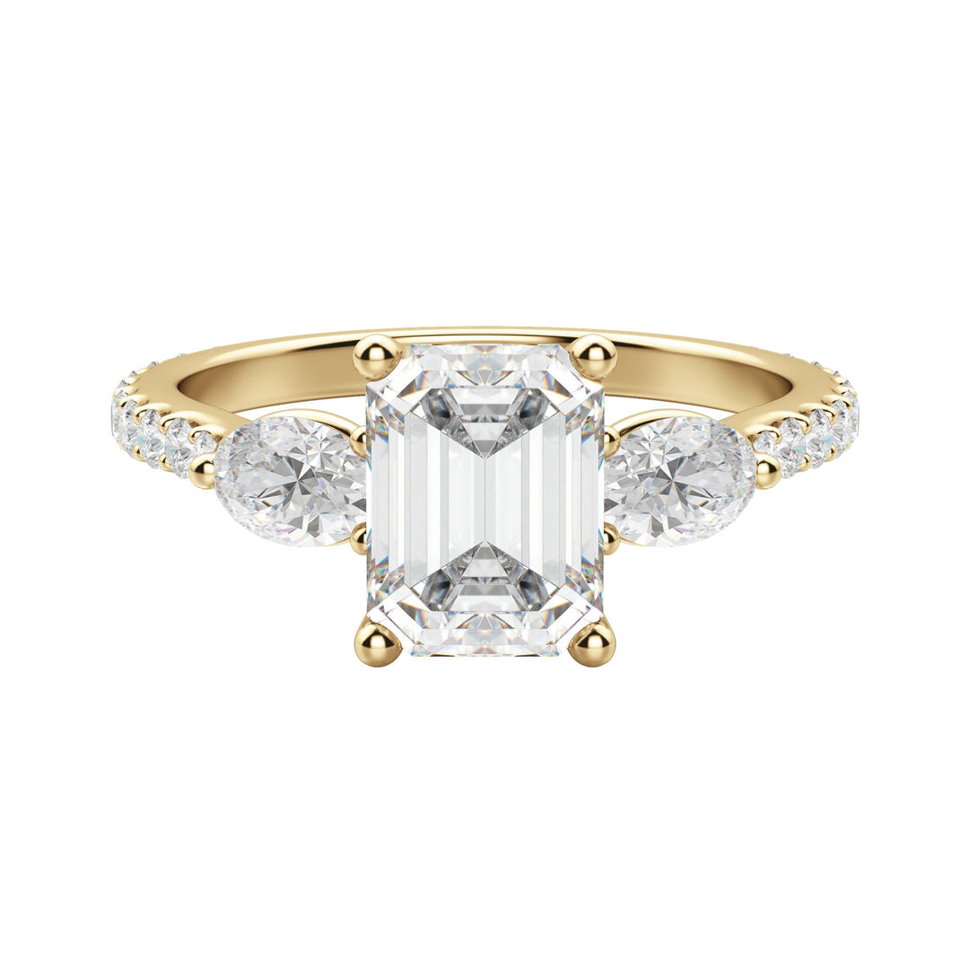 RHEA ACCENTED EMERALD CUT MOISSANITE ENGAGEMENT RING