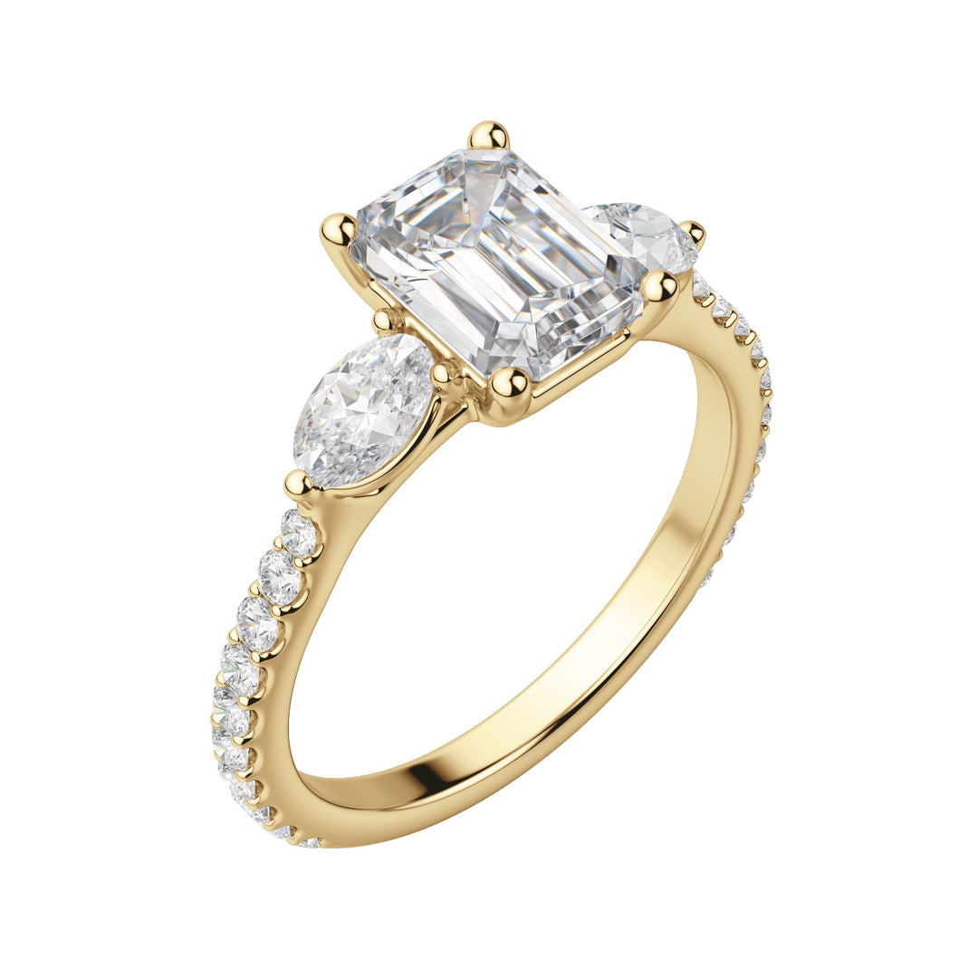 RHEA ACCENTED EMERALD CUT MOISSANITE ENGAGEMENT RING