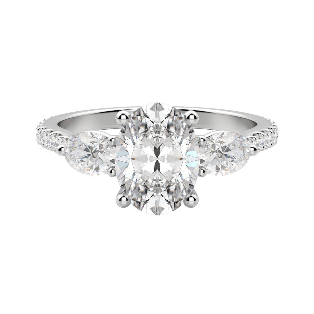 RHEA ACCENTED OVAL CUT MOISSANITE ENGAGEMENT RING