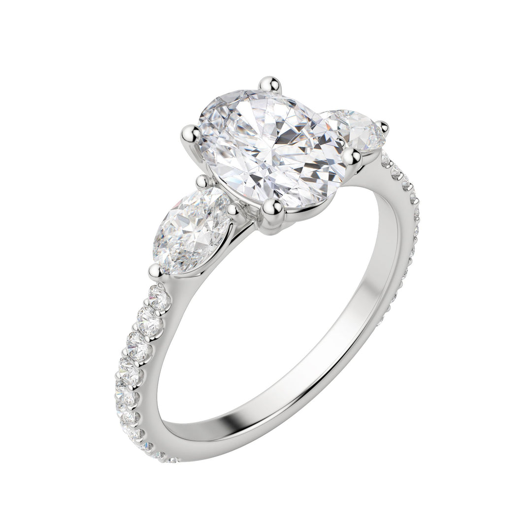 RHEA ACCENTED OVAL CUT MOISSANITE ENGAGEMENT RING