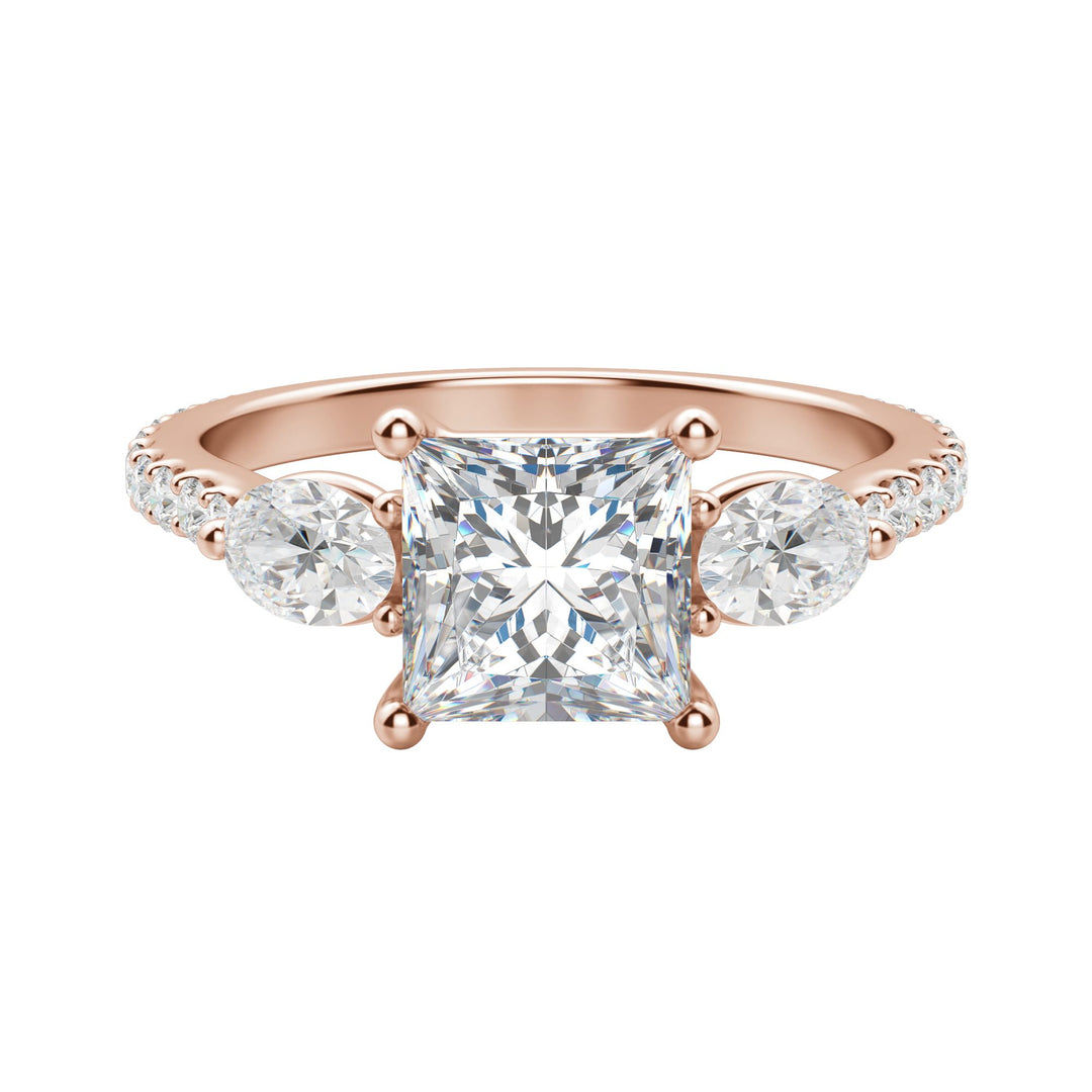 RHEA ACCENTED PRINCESS CUT MOISSANITE ENGAGEMENT RING